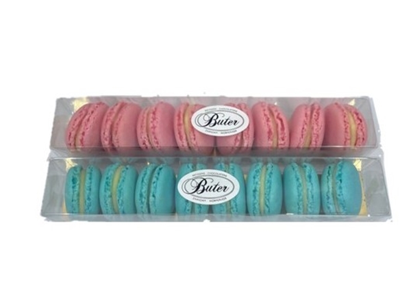 Macarons roze/blauw 8 stuks